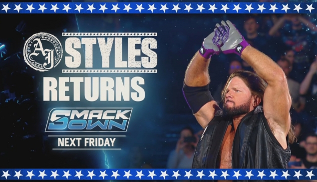 La WWE annonce le retour d'AJ Styles à SmackDown !